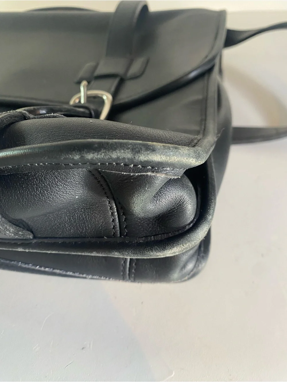 Vintage Coach Black Leather Briefcase Laptop Messenger Bag Adjustable Strap